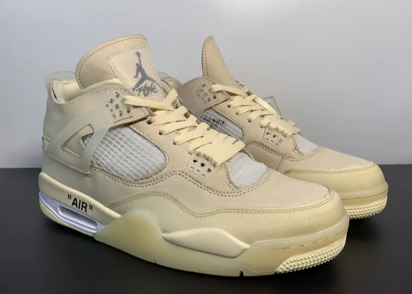 OFF-WHITE x Air Jordan 4 Military Blue Color Code WMNS Mid Sail CV9388-100 