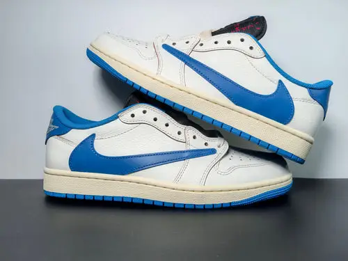 Air Jordan 1 Retro Low OG SP Fragment x Travis Scott Sail Military Blu 