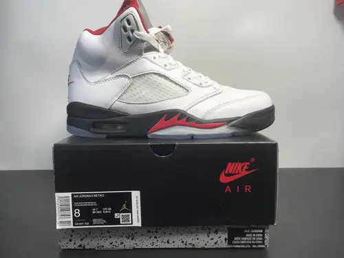 Air Jordan 5 Low Golf 'Fire Red' White Black Metallic Silver Fire Red 