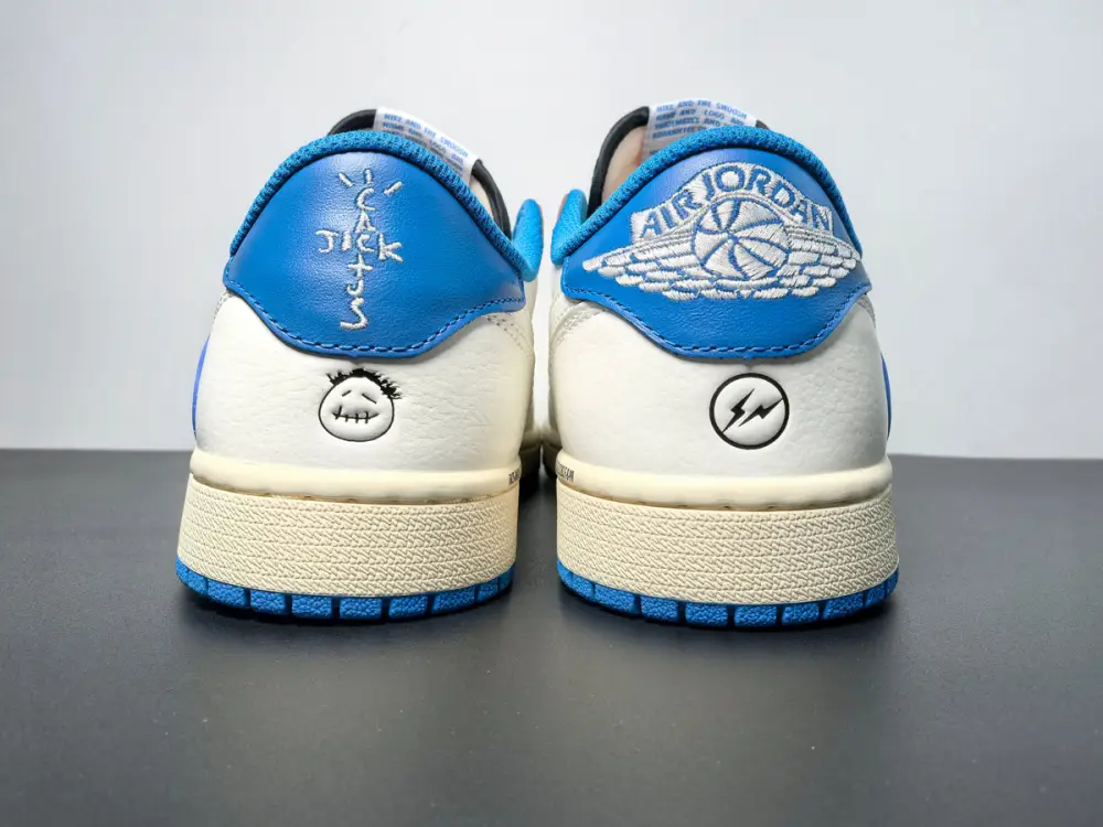 Air Jordan 1 Retro Low OG SP Fragment x Travis Scott Sail Military Blu 