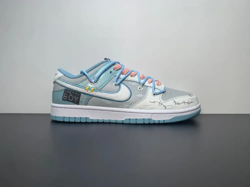 Nike Dunk Low Retro Fleece Swoosh Worn Blue 