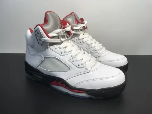 Air Jordan 5 Low Golf 'Fire Red' White Black Metallic Silver Fire Red 