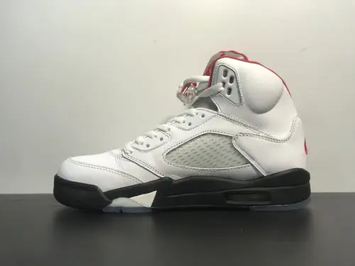 Air Jordan 5 Low Golf 'Fire Red' White Black Metallic Silver Fire Red 