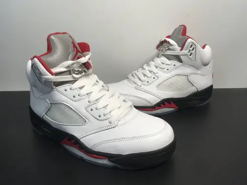 Air Jordan 5 Low Golf 'Fire Red' White Black Metallic Silver Fire Red 