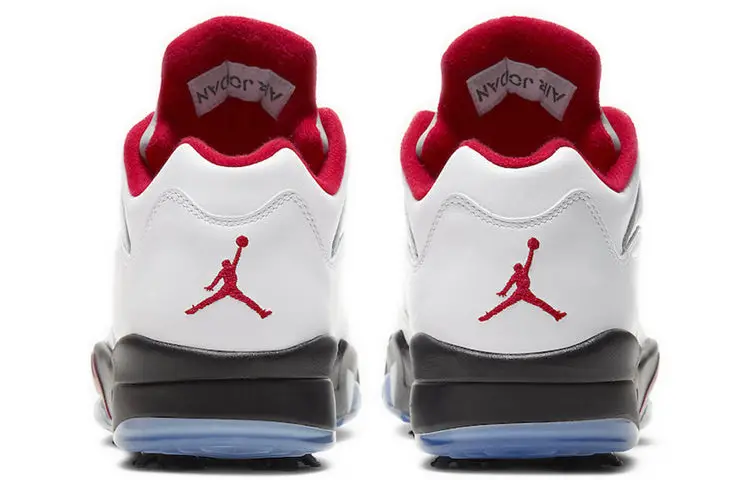 Air Jordan 5 Low Golf 'Fire Red' White Black Metallic Silver Fire Red 