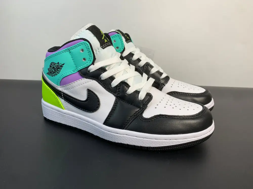 Air Jordan 1 Mid GS Pastel Volt Green Glow Black 