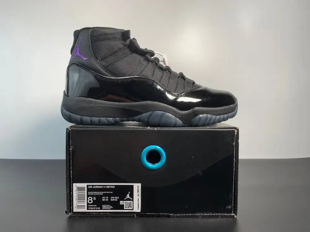 AIR JORDAN 11 RETRO BLACK GAMMA BLUE-VARSITY MAIZE 378037-006 
