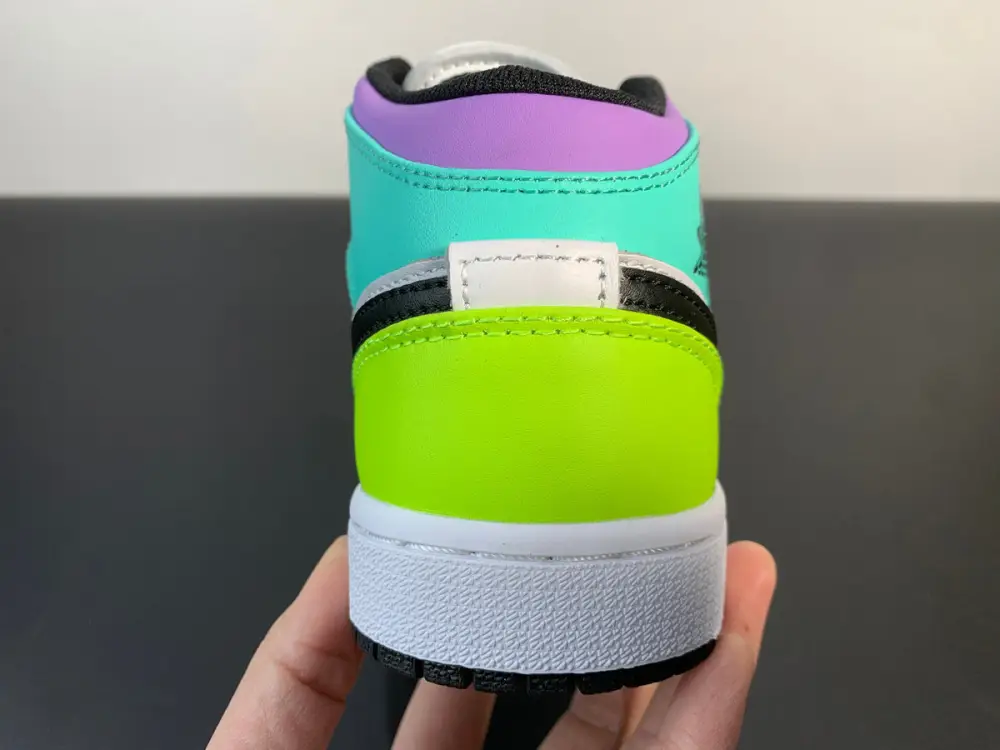 Air Jordan 1 Mid GS Pastel Volt Green Glow Black 