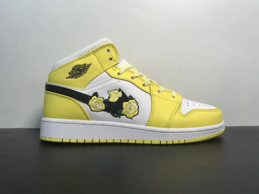 Air Jordan 1 Mid SE GS Dynamic Yellow Rose Patch AV5174-700 