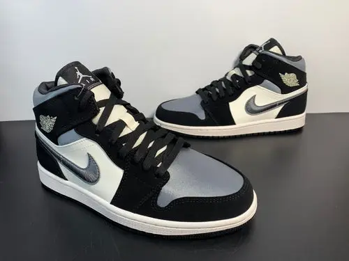NIKE AIR JORDAN 1 MID SATIN GREY TOE 