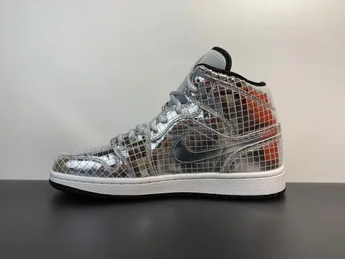 Air Jordan 1 Mid SE Disco Metallic Silver CU9304-001 