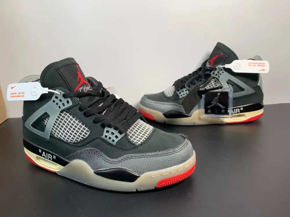 OFF-WHITE x Air Jordan 4 “Bred” CV9388-001 