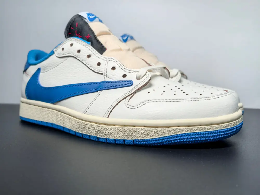 Air Jordan 1 Retro Low OG SP Fragment x Travis Scott Sail Military Blu 