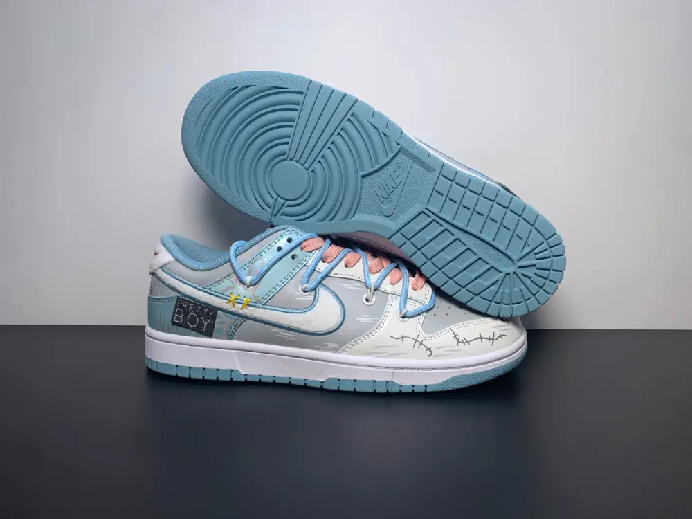 Nike Dunk Low Retro Fleece Swoosh Worn Blue 