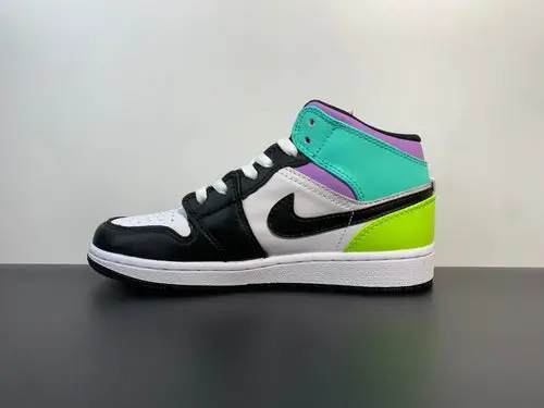 Air Jordan 1 Mid GS Pastel Volt Green Glow Black 