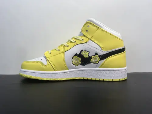 Air Jordan 1 Mid SE GS Dynamic Yellow Rose Patch AV5174-700 