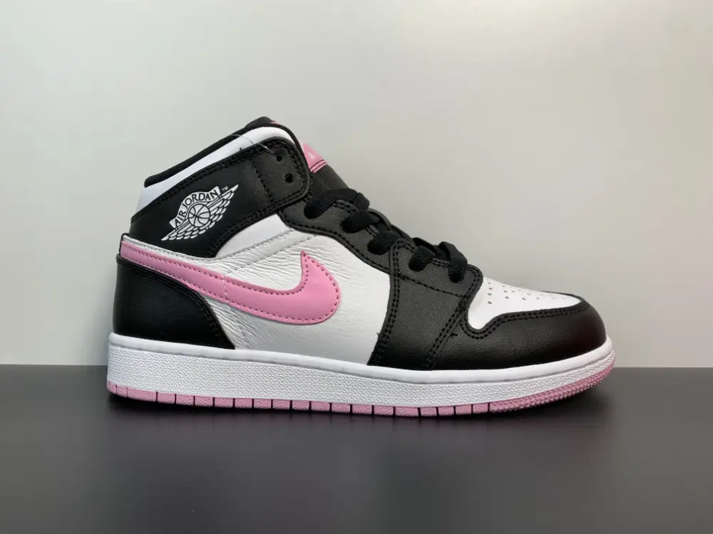 Air Jordan 1 Mid GS Pink and White Panda 