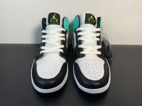 Air Jordan 1 Mid GS Pastel Volt Green Glow Black 