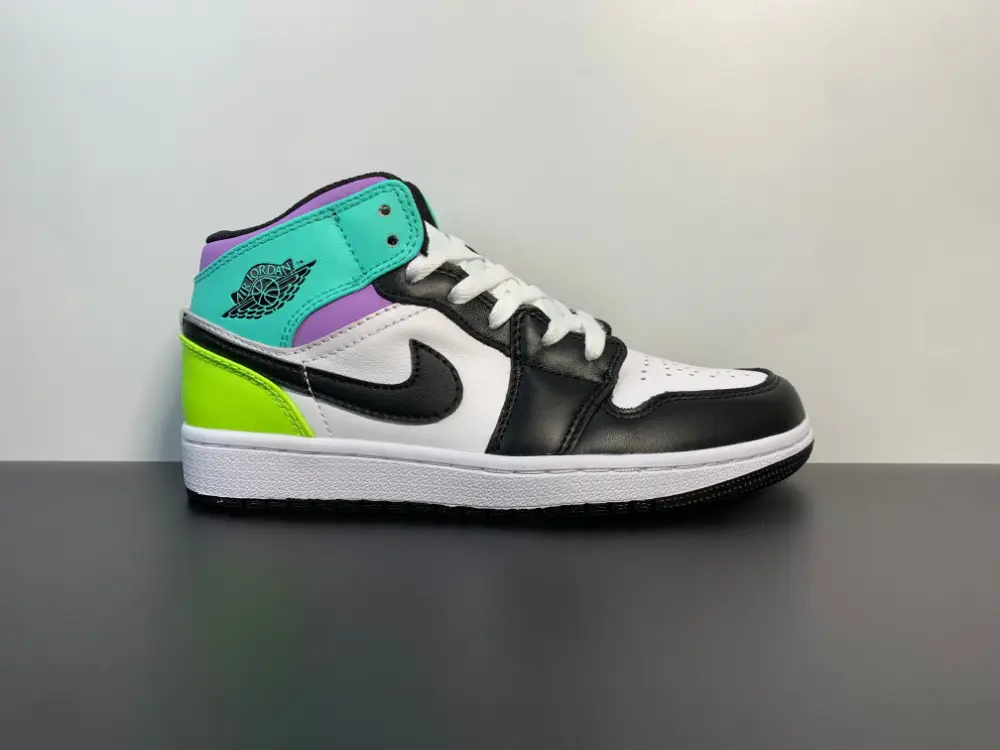 Air Jordan 1 Mid GS Pastel Volt Green Glow Black 