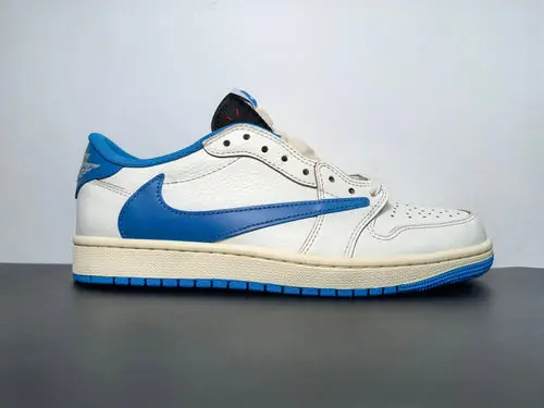Air Jordan 1 Retro Low OG SP Fragment x Travis Scott Sail Military Blu 