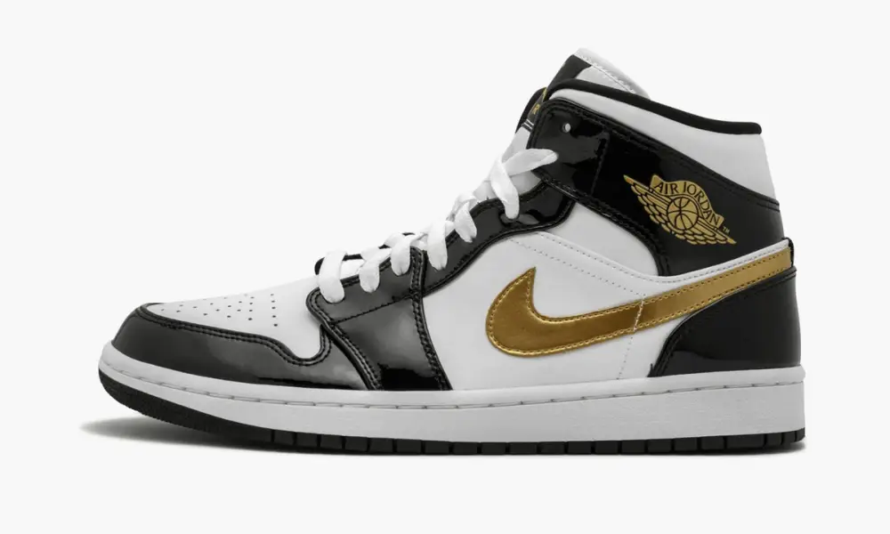 Air Jordan 1 Mid SE "Black Gold Patent Leather" 