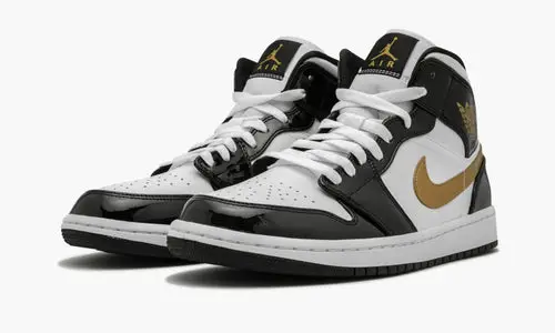 Air Jordan 1 Mid SE "Black Gold Patent Leather" 