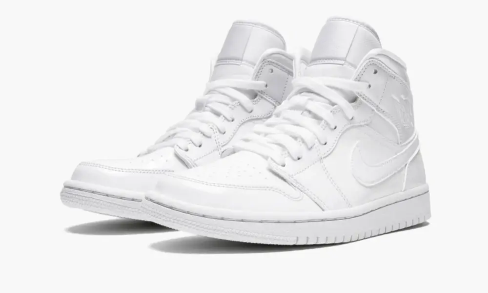 WMNS Air Jordan 1 Mid "Triple White Patent Leather" 