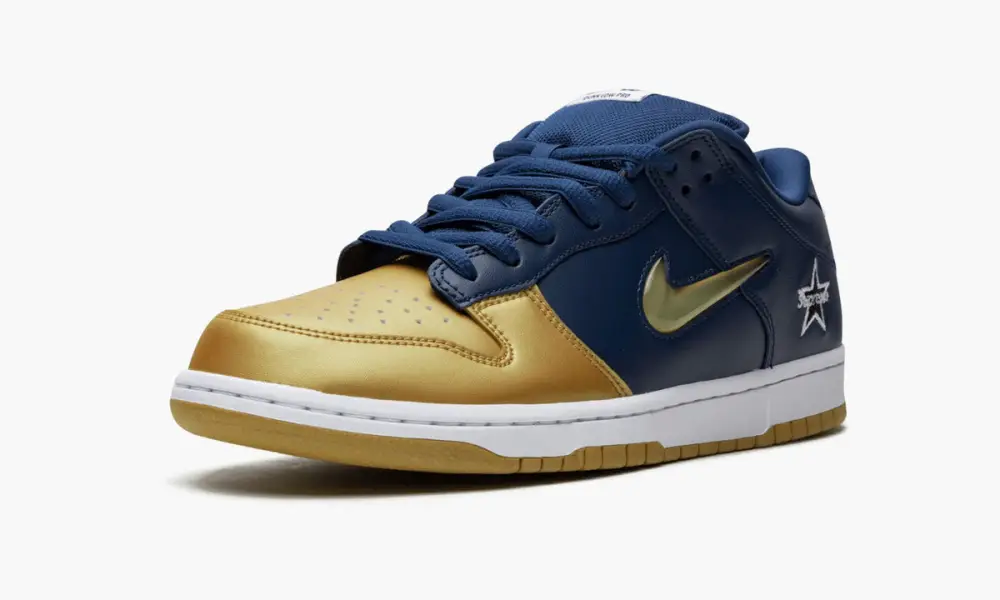SB Dunk Low "Supreme - Jewel Swoosh Gold Navy" 