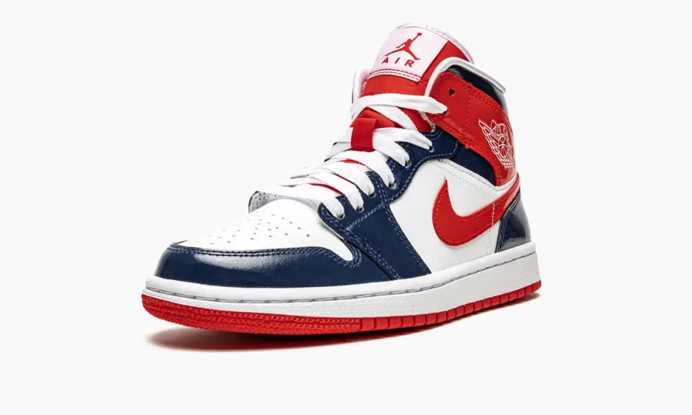 WMNS Air Jordan 1 Mid "Patent Leather Navy   White   Red" 
