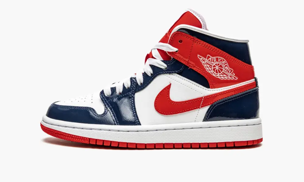WMNS Air Jordan 1 Mid "Patent Leather Navy   White   Red" 