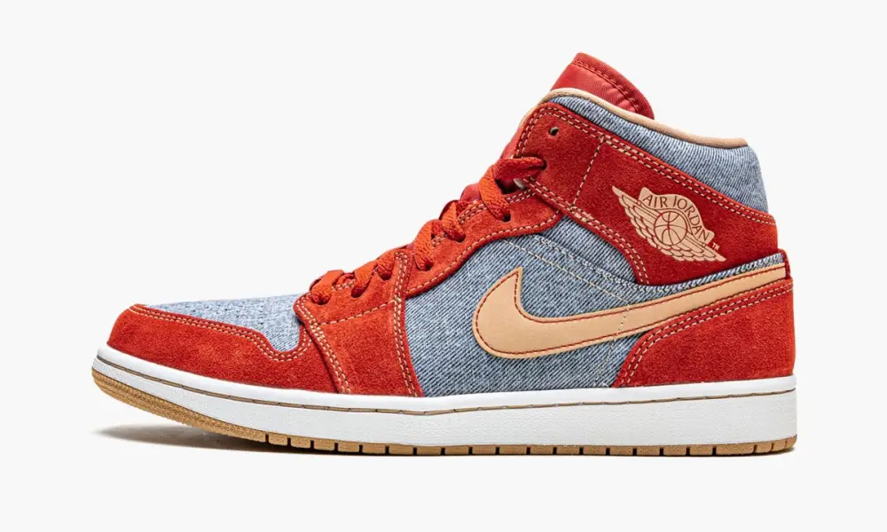 Air Jordan 1 Mid SE "Denim Red Suede" 