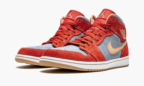 Air Jordan 1 Mid SE "Denim Red Suede" 