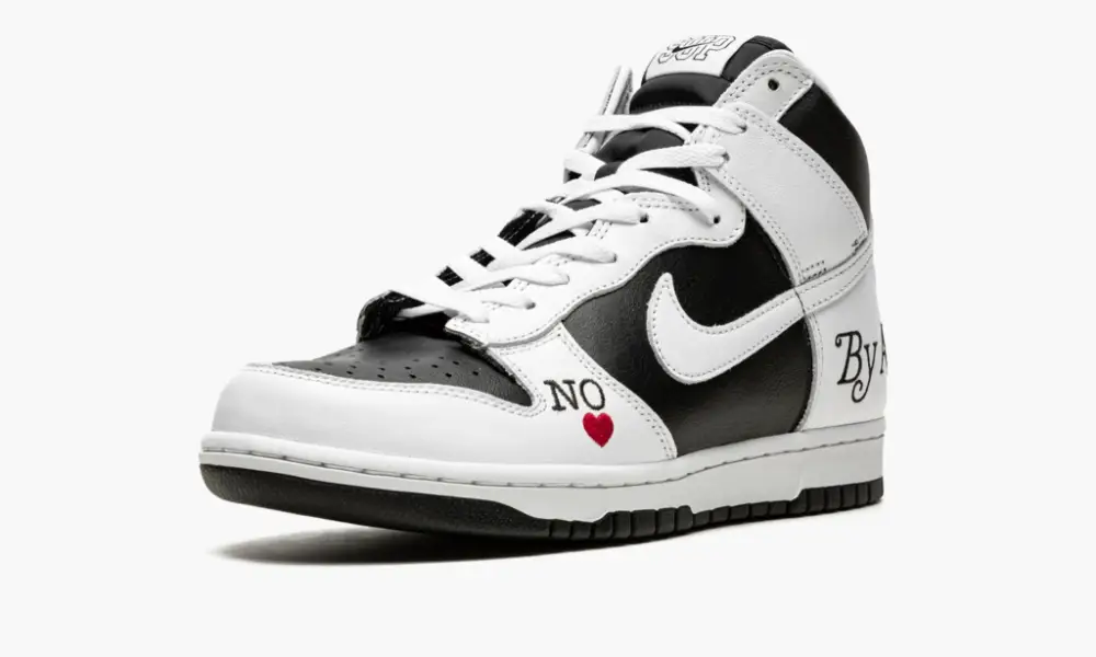 SB Dunk High "Supreme - By Any Means - White Black"