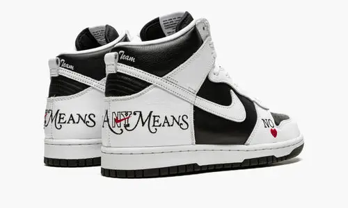 SB Dunk High "Supreme - By Any Means - White Black"