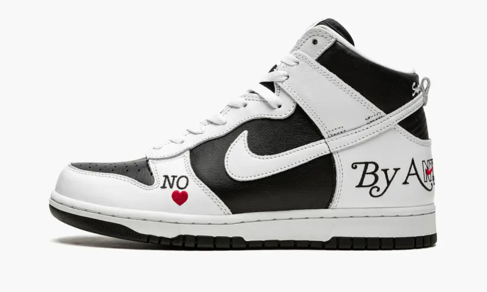 SB Dunk High "Supreme - By Any Means - White Black" 