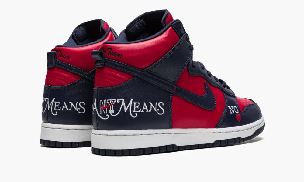 SB Dunk High "Supreme - By Any Means - Navy Red" 