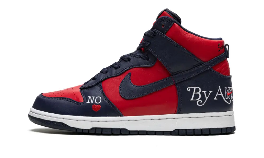 SB Dunk High "Supreme - By Any Means - Navy/Red" BBA961393
